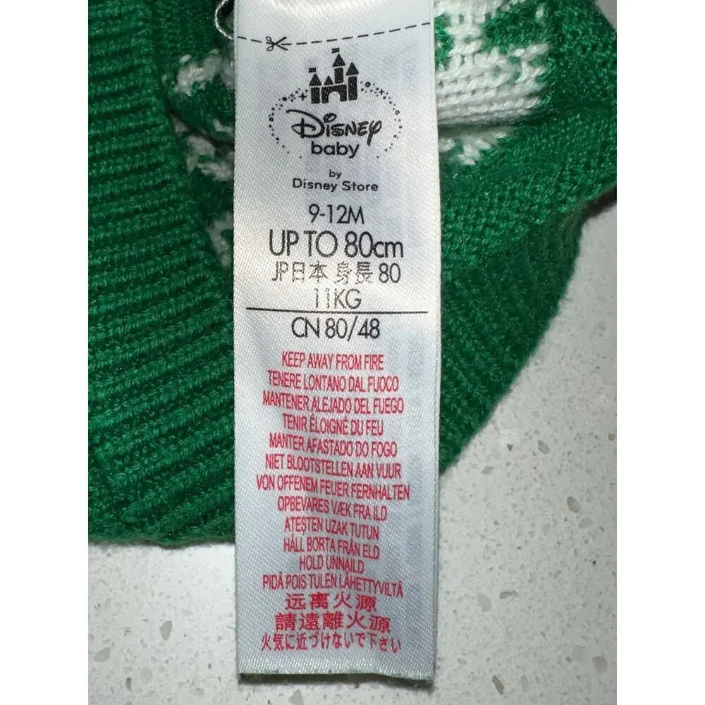 Disney Baby Christmas Sweater Unisex 9-12 M Green Mickey Mouse - Picture 4 of 7